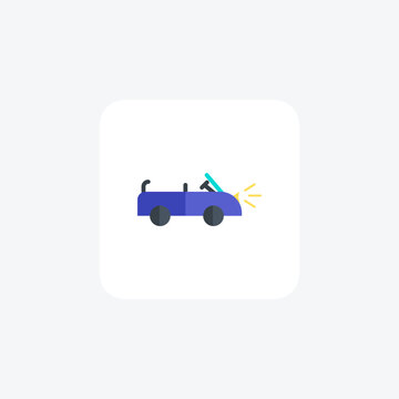 Car, Commute, Automobile Vector Flat Icon