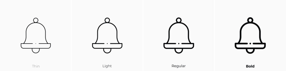 bell icon. Thin, Light, Regular And Bold style design isolated on white background