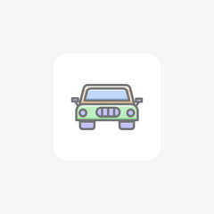Front View Of Car, Vehicle Vector Awesome Fill Icon