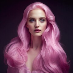 Fototapeta premium Attractive Female Pink Clothing Backdrop Generative AI