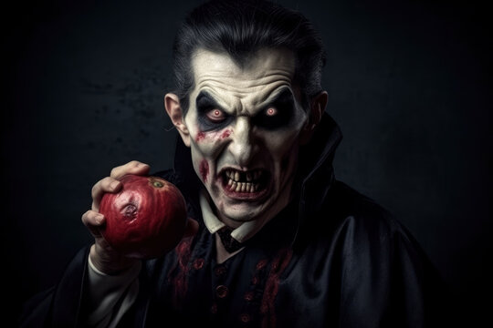 Scary evil face with Halloween makeup