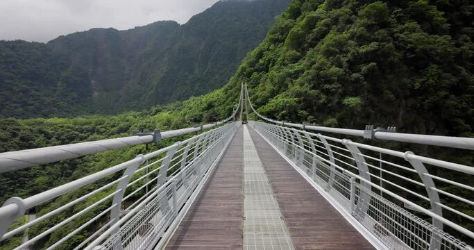 Taroko gorge with suspension bridge in Hualien of Taiwan
