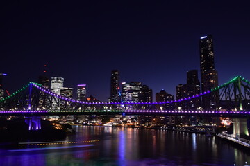 Obraz na płótnie Canvas Night View at Story Bridge in Brisbane, Australia