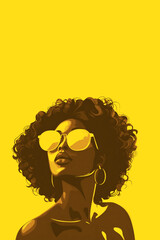 Illustration of African American Black Women on a yellow background (AI Generative)