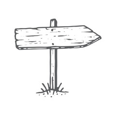 Wood sign Handdrawn element, Wood arrow illsutration