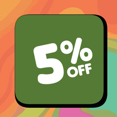 5% off per cent, percentage number in a colored circle, promotion, big sale, colorful background