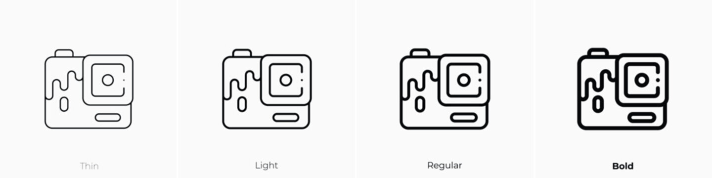 action camera icon. Thin, Light, Regular And Bold style design isolated on white background