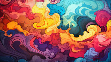 bright groovy psychedelic retro background 