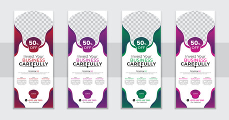 Admission, travel, summer, winter roll up stand banner Vector modern corporate business marketing and advertising purpose layout with 3 gradient color trendy and minimal set for 2023 year.