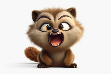 Cute animal animated on white background, cartoon style, animated expressions, quirky expressions, playful expressions. sweet, cheerful, little animals
