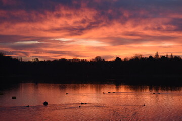 Sunset at Edgbaston Reservoir, Birmingham, UK