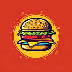 cheeseburger as a logo for fast food. Vector illustration