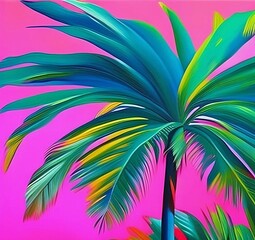 Fototapeta na wymiar palm tree with pink background