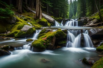 waterfall in the forest generated ai