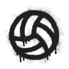 Volleyball ball graffiti with black spray paint © anakcikal978