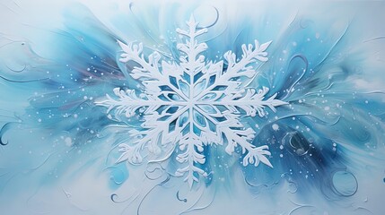 Winter frozen blue background with snowflakes. Generative AI