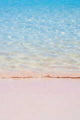 Turquoise waters of Elafonisi beach breaking over the pink sand - Crete, Greece