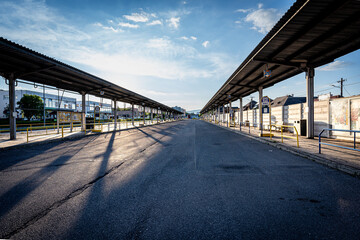 The main bus station in Ziar and Hronom, Slovakia, Europe in sunset light.