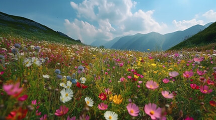 Fototapeta premium beautiful flowers in the field. Generative AI