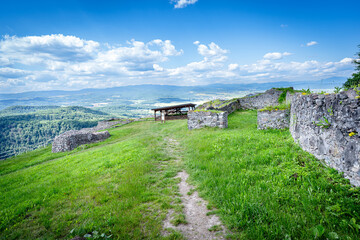 Ruins of Pusty hrad castle in Zvolen town, Slovak republic. Belongs to the one of the largest medieval castles in Europe, Pusty hrad consists of two parts, the Upper Castle and the Lower Castle.