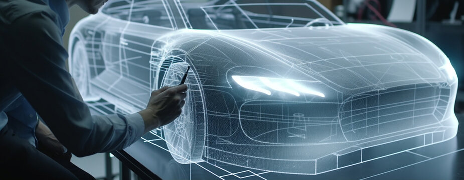 Designer models a car. Generative AI