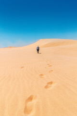 Fototapeta na wymiar Footprints in the Sand: Exploring the Desert