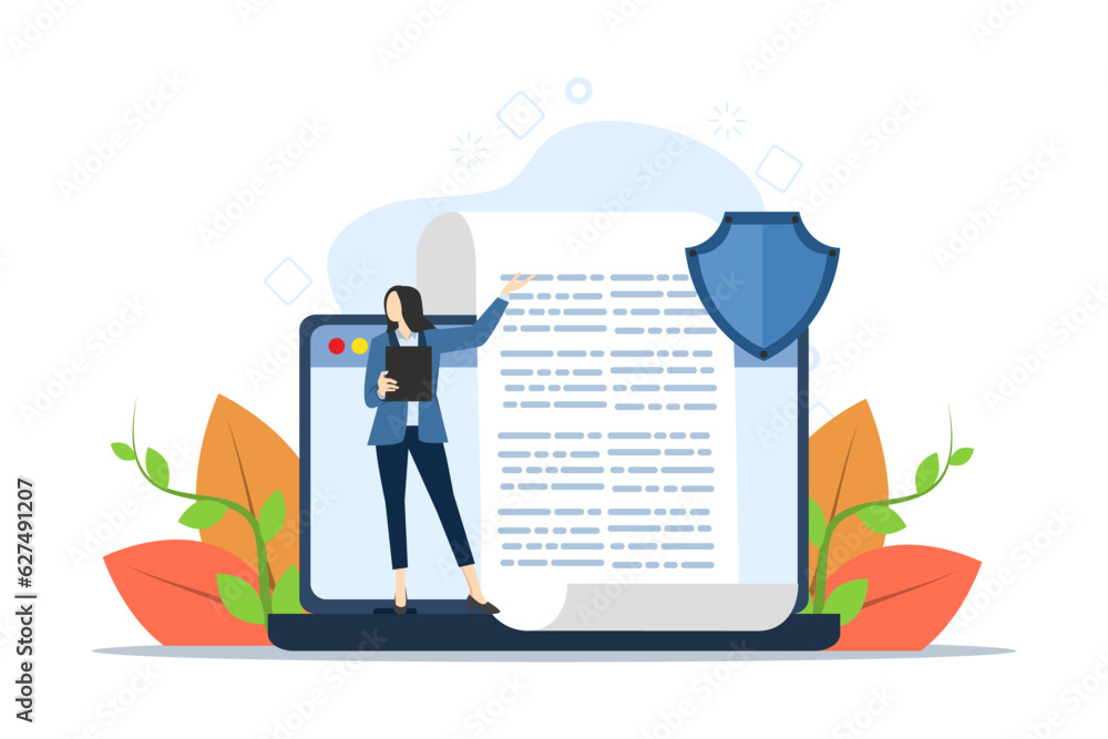 Wall mural terms and conditions, privacy policy, legal notice concept with characters. abstract vector illustra