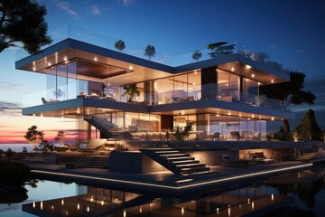 Obraz premium Modern Architecture visualized on a professional Stockphoto