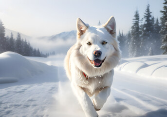 Illustration d'un chien à la neige.