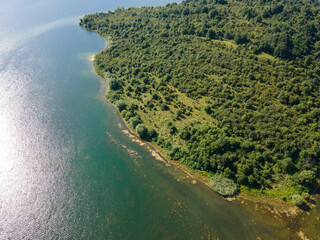 Aerial view of Yovkovtsi Reservoir, Bulgaria