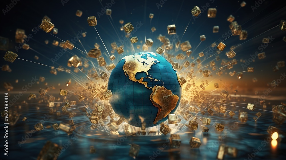 Poster business development to success and growth of banking and financial on global network with generativ