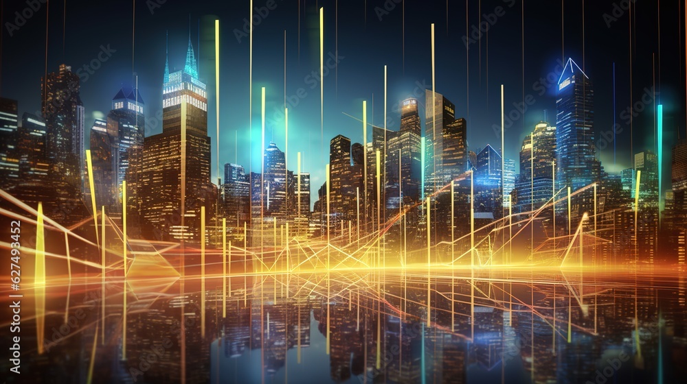 Aufkleber financial stock market graph on technology abstract background with generative ai