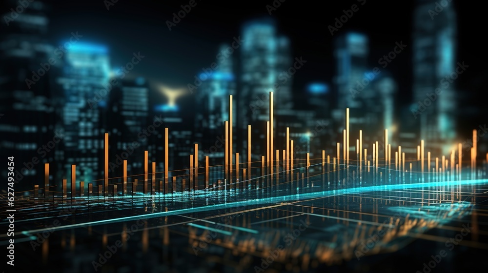 Poster financial stock market graph on technology abstract background with generative ai