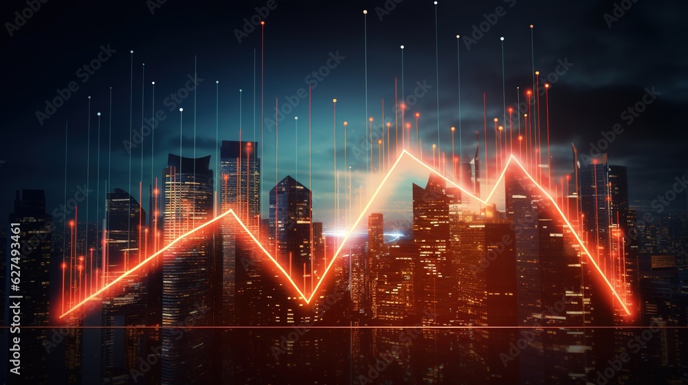 Poster financial stock market graph on technology abstract background with generative ai