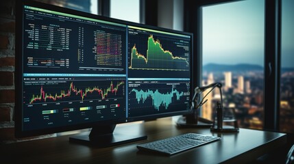 Business data dashboard analysis by ingenious computer software . Investment application display business sales and profit on the computer screen  with generative ai