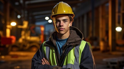 portrait of a young construction worker