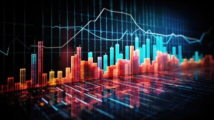 Business growth currency stock and investment economy. Futuristic raise arrow chart digital transformation abstract technology background With generative ai