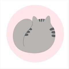 Cute grey cat. Sticker with a cat. Vector illustration 