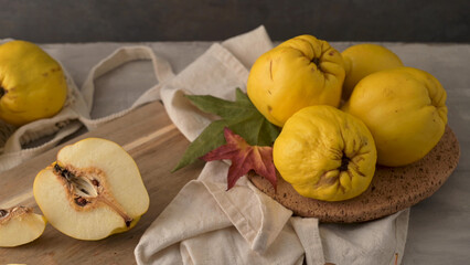 Ripe yellow quinces
