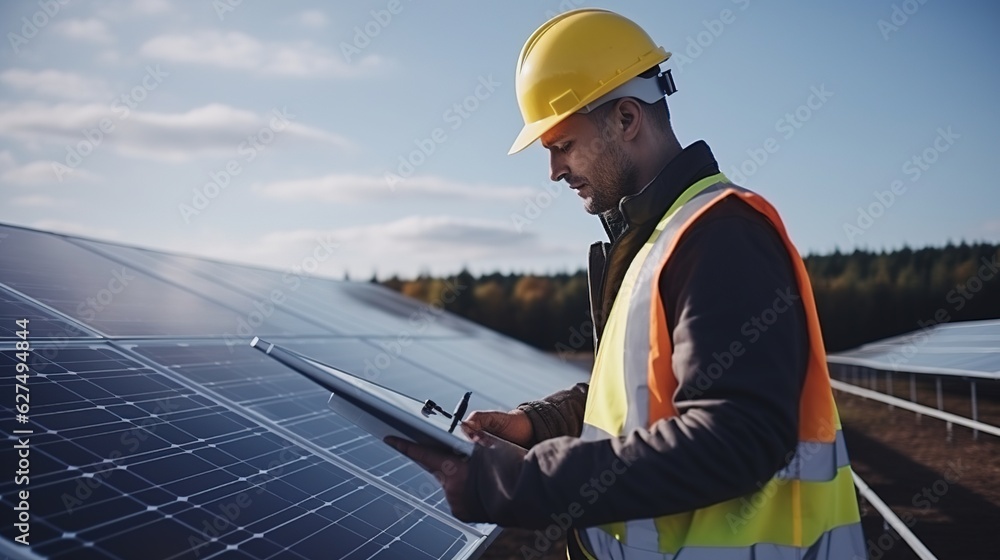 Canvas Prints engineer with solar panel