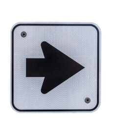 Arrow sign pointing to the right posted