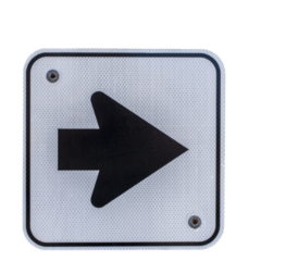 Arrow sign pointing to the right posted
