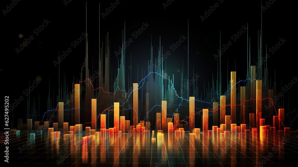 Poster charts and graphs withfinancial graph on technology abstract background represent financial crisis, 