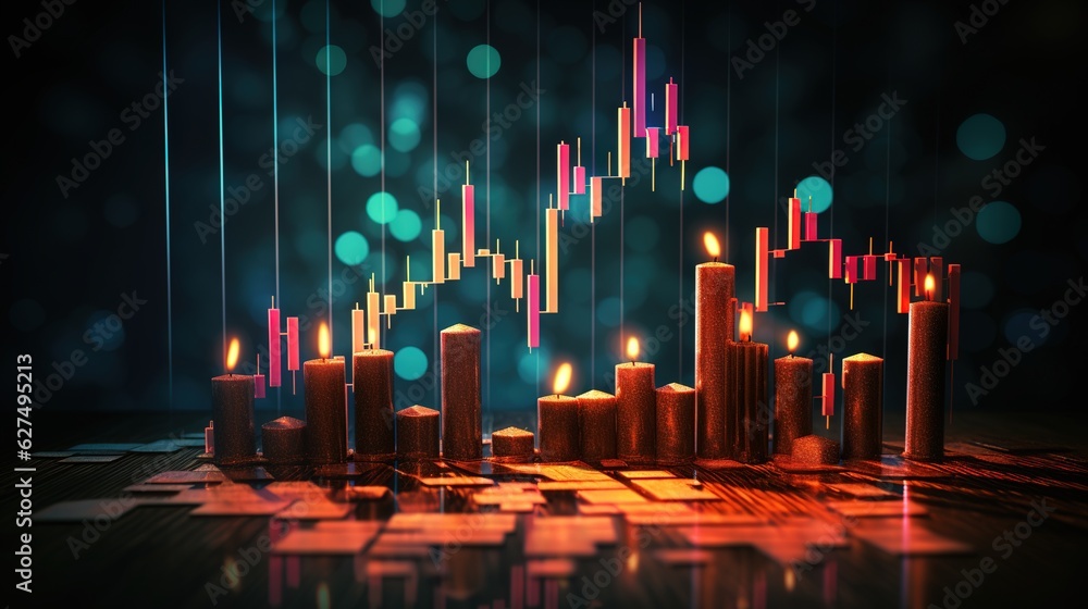 Poster financial crisis is represented by charts and graphs with a financial graph on a technology abstract