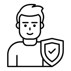 Secure Employee Line Icon