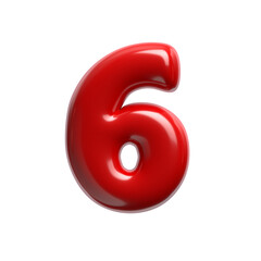 red cartoon number 6 - 3d glossy digit - Suitable for events, design or passion related subjects