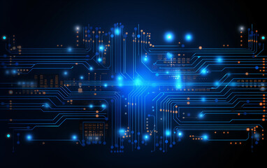 Digital technology futuristic banner with circuit lines 