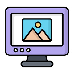Digital Image Line Color Icon