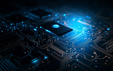 Digital technology futuristic banner with circuit lines 