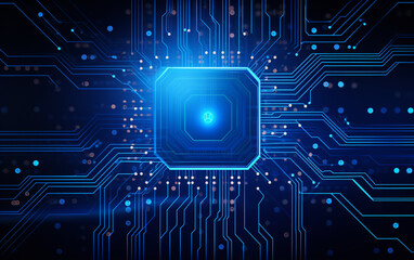 Digital technology futuristic banner with circuit lines 